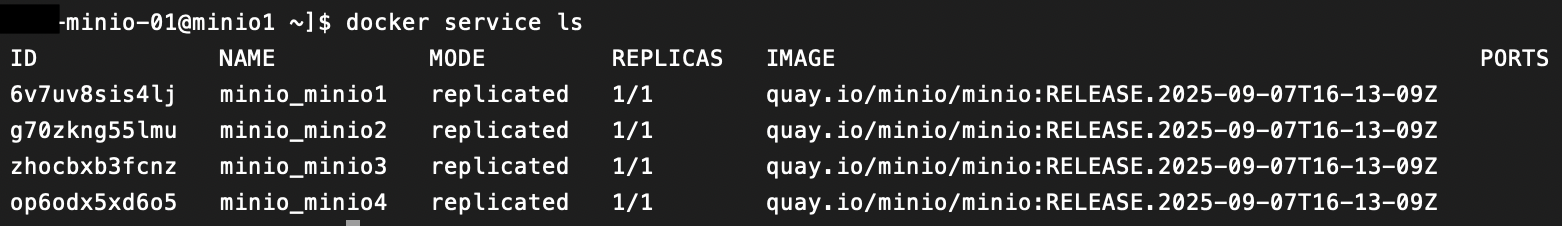 Docker Swarm service list shown in command line interface